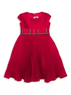 Плиссированное платье из тафты для маленьких девочек, маленьких девочек и девочек Joan Calabrese, красный