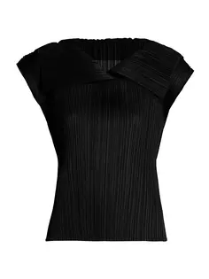 Плиссированный топ с отложным воротником Pleats Please Issey Miyake, черный