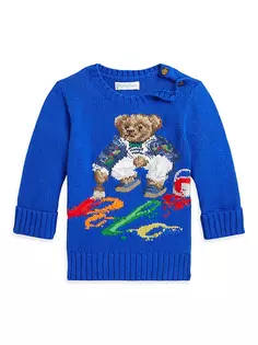 Хлопковый свитер с круглым вырезом Polo Bear для маленьких мальчиков Polo Ralph Lauren, цвет sapphire star