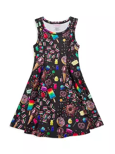 Платье с плиссированной юбкой Candy Splash для маленькой девочки Terez, черный