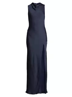 Атласное платье макси без рукавов Nya Misha, синий
