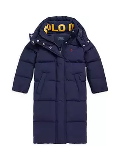 Длинная пуховая куртка Carly для маленьких девочек и девочек Momentum Polo Ralph Lauren, темно-синий