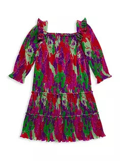Плиссированное платье с оборками и цветочным принтом для маленьких девочек и девочек Cult Gaia, цвет abstract garden