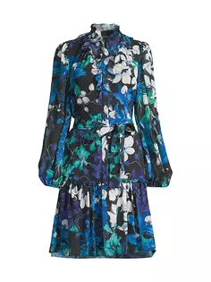 Платье с цветочным принтом и оборками пейсли Kobi Halperin, синий