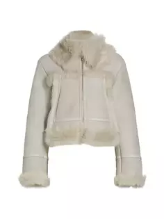 Куртка из овчины с длинными рукавами Helmut Lang, экрю