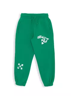 Спортивные брюки с логотипом Little Boy&apos;s &amp; Boy&apos;s Paint Script Off-White, белый