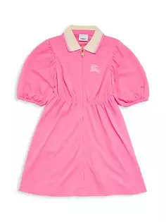 Платье-рубашка-поло с пышными рукавами для маленьких девочек и девочек Burberry, цвет soft bubblegum pink