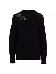 Шерстяной свитер оверсайз, украшенный бисером Jason Wu Collection, черный
