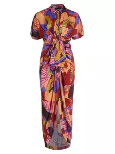 Платье-рубашка с абстрактным узором Miko и завязками спереди Le Superbe, цвет opium de femme
