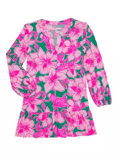 Мини-платье Alyssa для маленьких девочек и девочек Lilly Pulitzer Kids, цвет kelly green hibis kiss