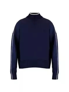 Вязаный свитер с воротником-стойкой в рамке Alala, темно-синий