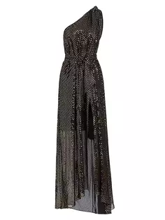 Платье на одно плечо с металлизированным краем Halpern, черный