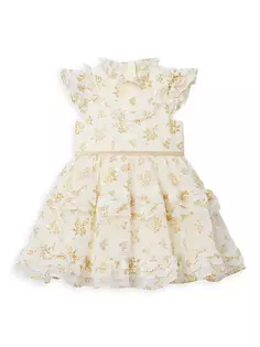 Платье с блестящим цветочным принтом для маленьких девочек, маленьких девочек и девочек Janie And Jack, белый