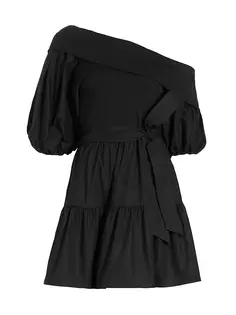 Многоярусное мини-платье Georgia на одно плечо Tanya Taylor, черный