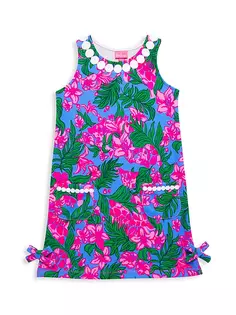Платье прямого кроя с тропическим цветочным принтом для маленьких девочек и девочек Lilly Pulitzer Kids, цвет cerise pink safari sunset