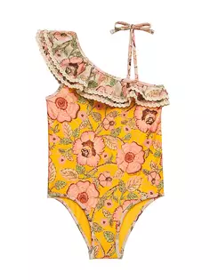 Цельный купальник Junie с оборками и цветочным принтом для маленьких девочек и девочек Zimmermann Kids, цвет spliced