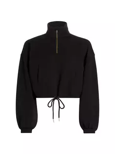 Укороченный флисовый свитер карго с молнией до половины Stellae Dux, черный