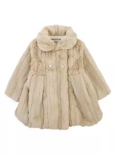 Пальто-баллон из искусственного меха для маленьких девочек и девочек Widgeon, цвет gold mink stripe