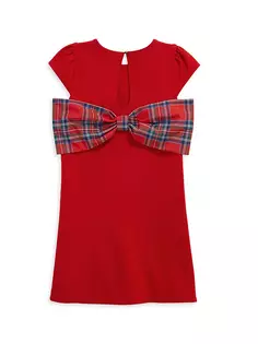 Платье прямого кроя с бантом из понте для маленьких девочек и девочек Vineyard Vines, красный