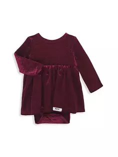 Велюровое платье с длинными рукавами для маленьких девочек и маленьких девочек Worthy Threads, цвет burgundy sparkle