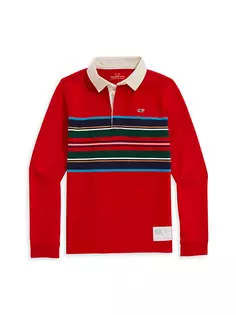 Рубашка-поло в стиле регби с длинными рукавами для маленьких мальчиков и мальчиков Vineyard Vines, красный