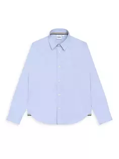 Оксфордская рубашка на пуговицах для маленьких мальчиков и мальчиков Boss, цвет pale blue
