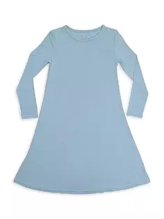 Темно-бирюзовое платье Oasis с длинными рукавами для маленьких девочек и девочек Bellabu Bear, синий