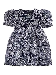 Объемное платье Roisin с цветочным принтом для девочек Bardot Junior, синий