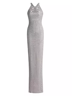 Украшенное вечернее платье без рукавов Ralph Lauren Collection, цвет silver