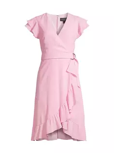 Платье с развевающимися рукавами и поясом Laundry By Shelli Segal, розовый