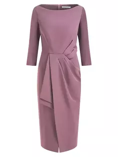 Платье миди из крепа Chantal со сборками Kay Unger, цвет dark lavender