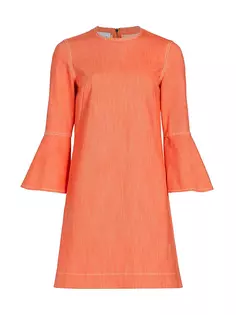 Джинсовое платье прямого кроя с рукавами-колокольчиками Akris Punto, цвет orange