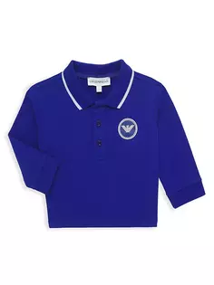 Рубашка-поло с длинными рукавами для маленьких мальчиков Emporio Armani, синий