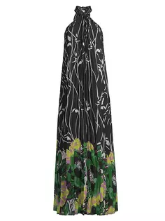 Плиссированное платье Anika с воротником халтер Ungaro, черный