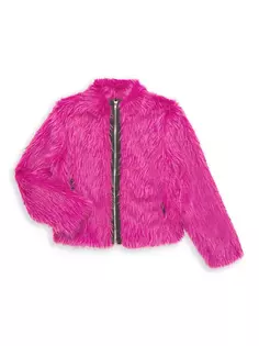Куртка из искусственного меха для маленьких девочек и девочек Mia New York, цвет berry