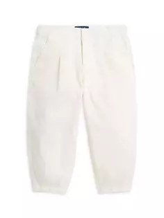 Вельветовые брюки-джоггеры для маленьких девочек и девочек Polo Ralph Lauren, цвет cream