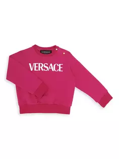 Свитер с круглым вырезом и логотипом для маленьких девочек Versace, фуксия