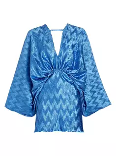 Атласное мини-платье со складками Les Éléments Riviera Chevron L&apos;Idée, синий L'idée