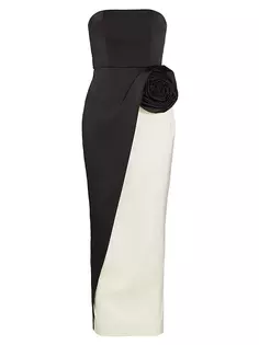 Двухцветное платье миди без бретелек Pradova Ronny Kobo, цвет jet black pearl