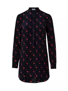 Блузка с молнией до половины цвета фламинго из крепдешина Akris Punto, черный