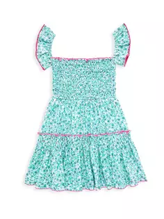 Мини-платье Aurora для маленьких девочек и девочек Poupette St Barth, цвет aqua anemone