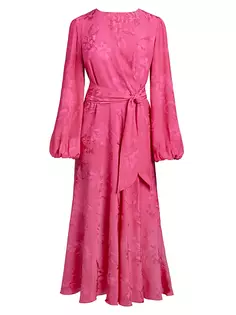 Жаккардовое платье-миди с цветочным принтом Santorelli, пурпурный