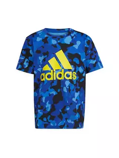 Футболка с камуфляжным логотипом для мальчиков Adidas, цвет team royal blue
