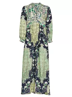 Шелковое платье макси Bariloche Etal с цветочным принтом Maria Cher, цвет green print