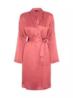 Короткий атласный шелковый халат La Perla, цвет rose noisette
