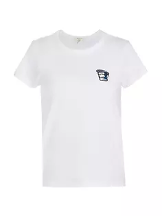 Хлопковая футболка с вышитым кофейным логотипом Rag &amp; Bone, белый