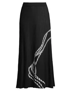 Расклешенная длинная юбка мягкой вязки Misook, цвет black new ivory