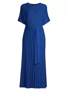 Платье макси в рубчик с поясом Misook, синий