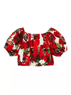 Укороченный топ с цветочным принтом для маленьких девочек и девочек Dolce&amp;Gabbana, красный