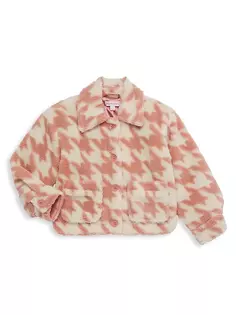Куртка из шерпы с узором «гусиные лапки» для маленьких девочек Design History, цвет pink combo